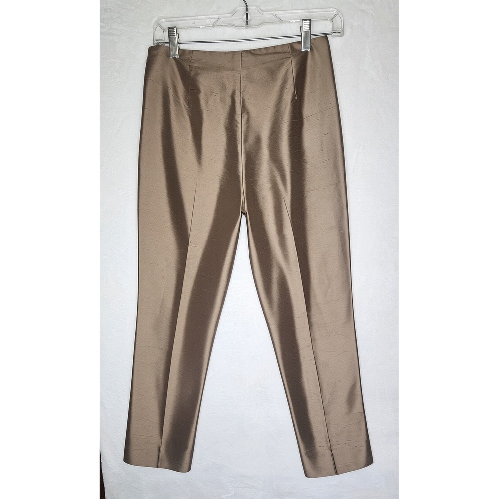 The Limited Silk Dupioni Pants 4 Bronze Taupe Metallic Straight Leg